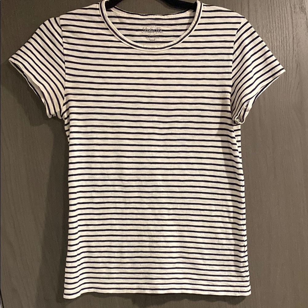 J. Crew Black and White Striped Tee
